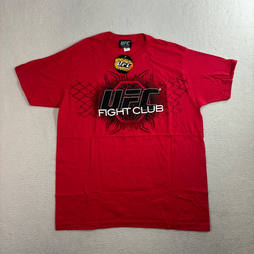 Y2K UFC T Shirt Men L Red Fight Club MMA Mixed Martial Arts Vintage Spellout NWT